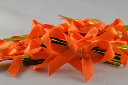 Y595 - 6mm Orange Satin Bows x 100 Pieces!!