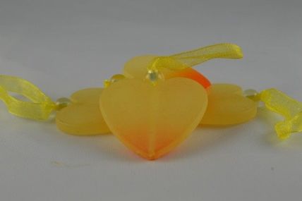 X342 - 40mm Yellow Heart on a Sheer String x 12 Pieces per Bag!!