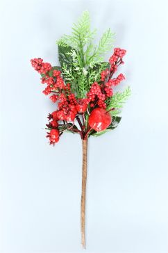 22045 - Small, Medium & Large Floral Berry Christmas Pick. Measures - 32cm Height x 10cm Width.