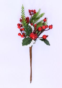 22051 - Holly and Bright Red berries - floral pick. Measures  Height 310mm  ,   Width  180mm 