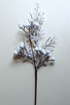 22065 - Frosted Winter Branch with snowy berries for a chilly wintery scene with a hint of sparkle.  Height 390mm  ,   Width  130mm 