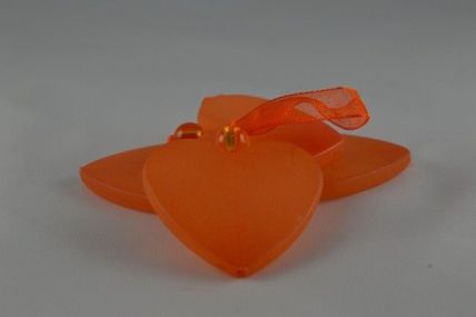 X343-40mm Orange Heart on a Sheer String x 12 Pieces per Bag!!