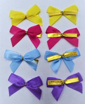 31166 - 15mm Double face satin Pre-tied Mini Bow available in various colours (10 bows per pack)