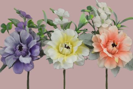 33001 -  Floral decorative arrangement with delicate petals and leaves. Floral Pick. Height  17cms ,  Width 10cms ( approx)
