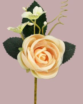 33013 - Soft Peach rose floral arrangement with delicate embellishments. Floral Pick.  Height  16cms ,  Width  9cms   (approx)
