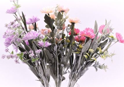 33022 - Pastel Coloured delicate floral petals with foliage.  Height  45cms ,  Width 15cms  (approx) 