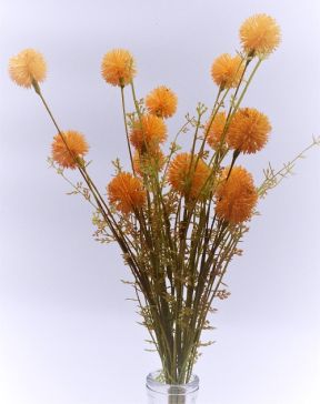 33028 - Pale orange floral display with soft textures of accompanying leaves.  Height  58cms ,  Width 21cms  (approx) 