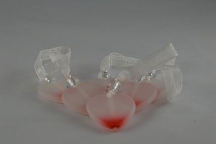 X341 - 24mm White & Red Little Hearts with Sheer Ribbon x 24 pieces!!