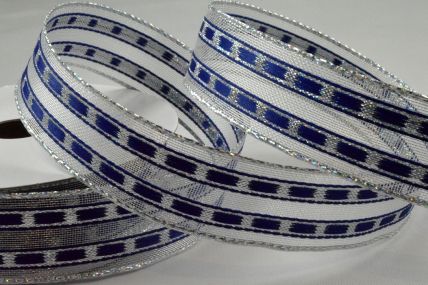 Y846 - 25mm Wired Blue Lurex Lined Ribbon x 10 Metre Rolls!