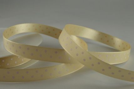 Y933 - 10mm Cream Polka Dot Ribbon x 20 Metre Rolls!!