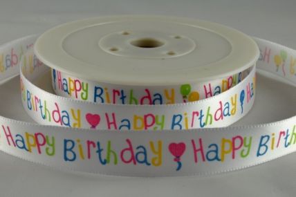 54014 - 25mm Happy Birthday Ribbon x 20 metre rolls!