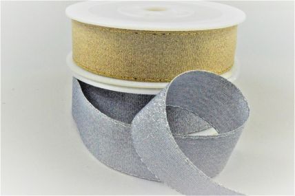 54034 - 24mm & 36mm Lurex Ribbon with Colour Woven Lurex Edge x 20 Metres!