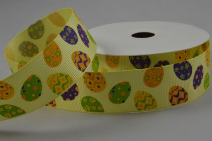 25mm Yellow Grosgrain Easter egg Ribbon x 10 Metre Rolls!