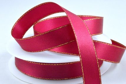 Y930 - 25mm Dark Pink Single Satin Ribbon with Lurex Edge x 25 Metre Rolls!