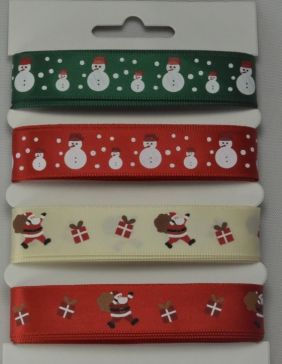 55089 - Red, Green &amp; Cream Merry Christmas Selection Pack : 4 x 2 Metre Lengths