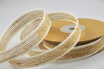 55143  -  25mm  - Natural coloured Eco Friendly Jute woven edge ribbon x 10mts -25mm