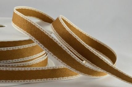 X289-16mm Light Brown Woven Pattern Side Stitch Ribbon x 20 Metre Rolls!! 