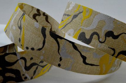 Y744 - 25mm Yellow Contemporary Painting Splash Ribbon x 10 Metre Rolls!