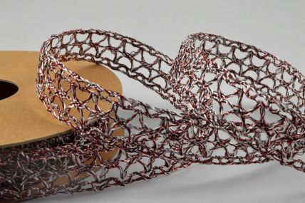 Y605-15mm Red Coloured Lurex Mesh x 10 Metre Rolls!