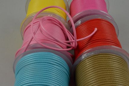 88161 - 2mm Coloured Rope Waxed Cord x 25 Metre Rolls!