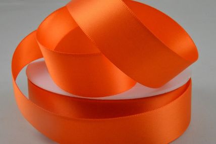 3mm, 7mm, 10mm, 15mm, 25mm, 38mm & 50mm Orange Double Sided Satin Rolls