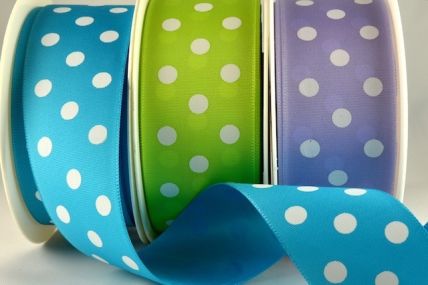 54204 - 38mm Large White Polka Dot Ribbon x 20 Metre Rolls!