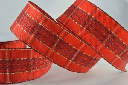 44107 - 40mm Wired Red Tartan Ribbon x 20 Metre Rolls!!