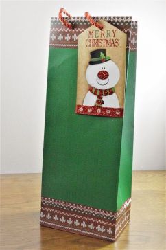 88121 - Green Merry Christmas Bottle Bag with Santa Tag!!