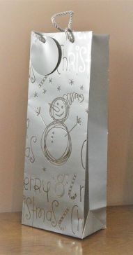 88124 - Silver Merry Christmas Snowman Gift Bottle Bag & Tag!!