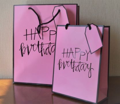 88126 - Small or Medium Pink Happy Birthday Gift Bags & Tag!!