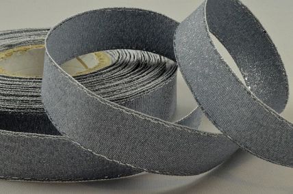 X155 -19mm SIlver Lurex Woven Edge Ribbon x 25 Metre Rolls!