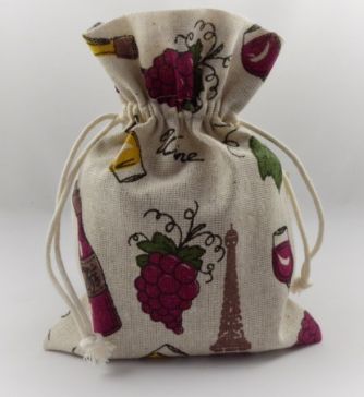 88132 - Wine, Grapes & Bottles Decorative Pouch Drawstring Gift Bag!!