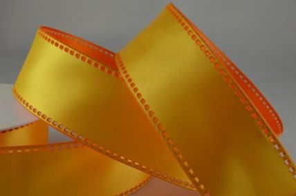 Y369-40mm Wired Filmstrip Ribbon x 10 Metre Rolls!-40mm-1520 Yellow/Orange-10 Metres