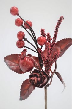 22010 - Red Berries Christmas Pick. Measures - 14cm Height x 7cm Width.