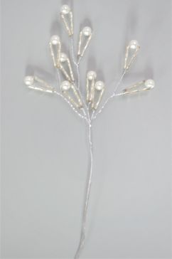 22021 - White V Crowned Pearl Pick. Measures - 13cm Height x 7cm Width