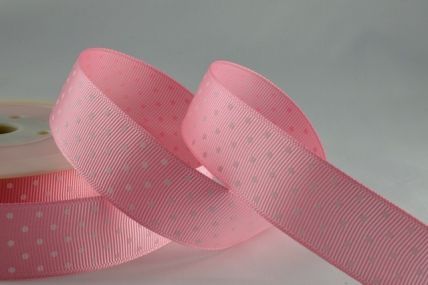 22mm Baby Pink Spotted Grosgrain Ribbon x 20 Metres!