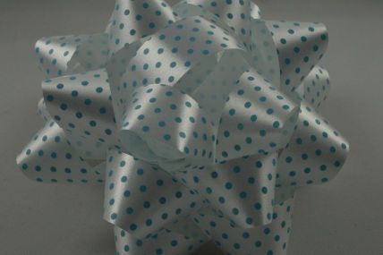 2 x Baby Blue Polka Spotted Self Adhesive Bows!