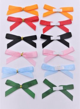 31165 - 7mm Double face satin Pre-tied Mini Bow available in various colours with adhesive pad