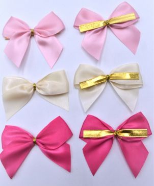 31168 - 25mm Double face satin Pre-tied Mini Bows available in various colours  (6 bows per pack) 