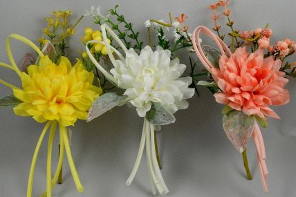 33003 - Spring floral arrangement with a curled soft ribbon embellishment. Floral Pick