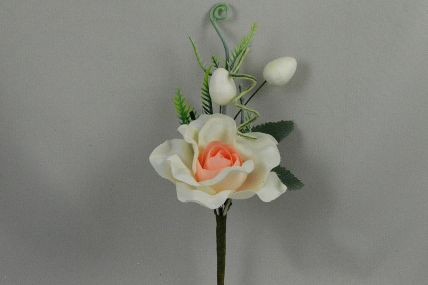 33004 - Soft White and Rose floral arrangement with beautiful embellishments. Floral Pick