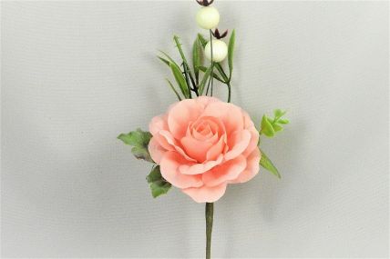 33005 - Soft Rose Pink floral arrangement with beautiful embellishments. Floral Pick.  Height  17cms ,  Width  9cms  (approx)