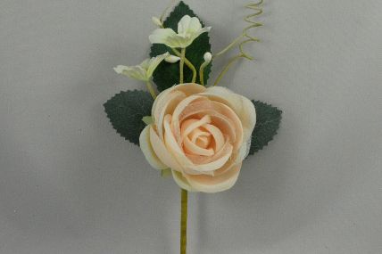 33013 - Soft Peach rose floral arrangement with delicate embellishments. Floral Pick