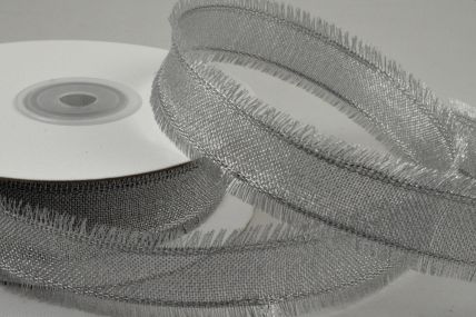 25mm Silver Wired Ribbon with Fringed Edges x 10 Metre Rolls! 
