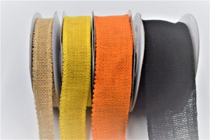 46080 - 25mm / 38mm / 50mm / 63mm  - Eco Friendly Jute wired woven edge ribbon available in various colours x 10mts 