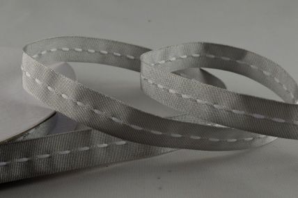Y332 - 10mm Silver Dotted Stitch Ribbon x 20 Metre Rolls!!