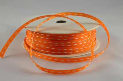Y328 - 10mm Orange Stitched Colour Woven Ribbon (20 Metres)-10mm-28 Orange