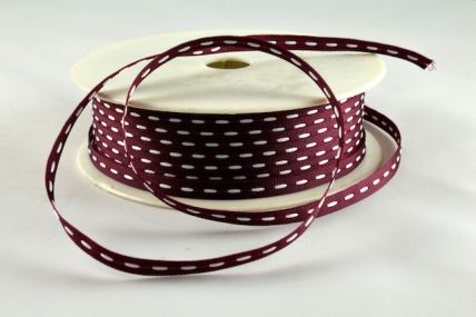Y327- 4mm Burgundy Stitched Colour Woven Ribbon (20/50 Metres)-4mm-50 Metres