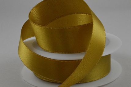 3mm, 10mm, 15mm & 25mm Gold Single Satin Ribbon with Lurex Edge Rolls