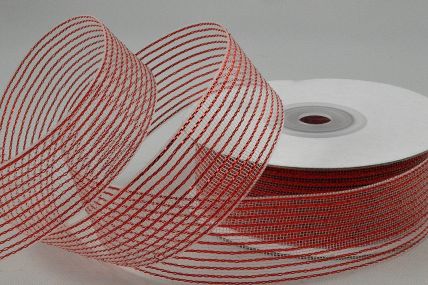 55114 - 25mm Red Striped Lurex Ribbon x 20 Metre Rolls!
